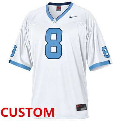 Mens North Carolina Tar Heels (UNC) Customized Nike Football Replica Jersey - White->customized ncaa jersey->Custom Jersey